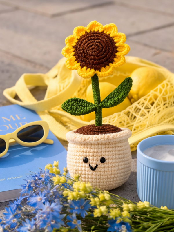 Sunflower Smiley Pot