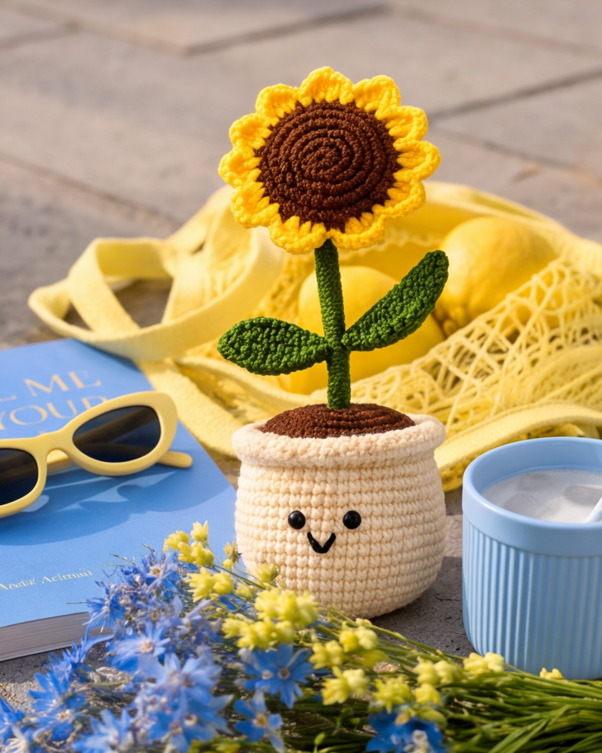 Sunflower Smiley Pot